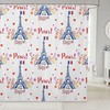 Eiffel Tower Kids Shower Curtain, Paris Architecture Bathroom Curtains For Girls Boys Adults Love Heart