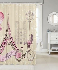 Eiffel Tower Kids Shower Curtain, Vintage Bathroom Curtains For Girls Boys Adults Paris Architecture Dreamy Waterproof