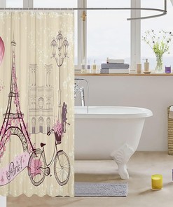 Eiffel Tower Kids Shower Curtain, Vintage Bathroom Curtains For Girls Boys Adults Paris Architecture Dreamy Waterproof