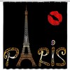 Eiffel Tower Paris Shower Curtain, Romantic French Black and Gold Bathroom Decor