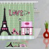 Eiffel Tower Pink Dogs and Love Hearts Shower Curtain for Bathroom Decor LB