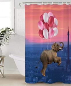 Eiffel Tower Print Shower CurtainWaterproof Bathroom Liner for Women & Kids