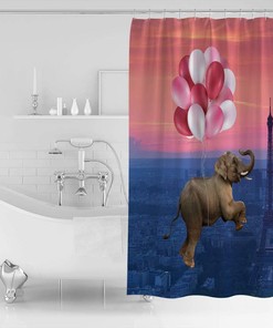 Eiffel Tower Print Shower CurtainWaterproof Bathroom Liner for Women & Kids