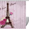 Eiffel Tower Rose Flower Love Paris Fabric Shower Curtain for Bathroom Decor