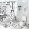 Eiffel Tower Shower Curtain And Bath Mat Set For Parisian Bathroom Decor