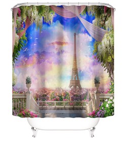 Eiffel Tower Shower Curtain For Bathroom -