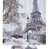 Eiffel Tower Snow Pattern Waterproof Shower Curtain, Paris Bathroom Decor - 