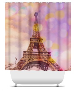 Eiffel Tower Sunset Shower Curtain With Scenic View