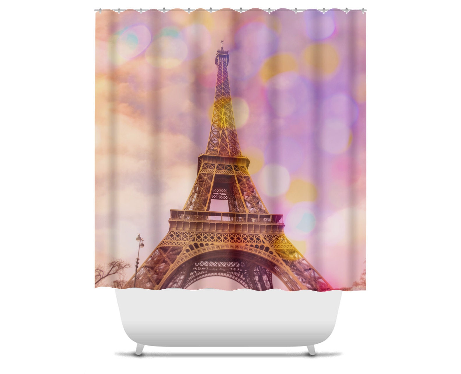 Eiffel Tower Sunset Shower Curtain With Scenic View