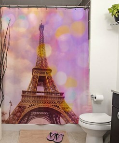 Eiffel Tower Sunset Shower Curtain With Scenic View