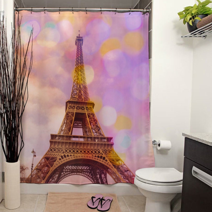 Eiffel Tower Sunset Shower Curtain With Scenic View
