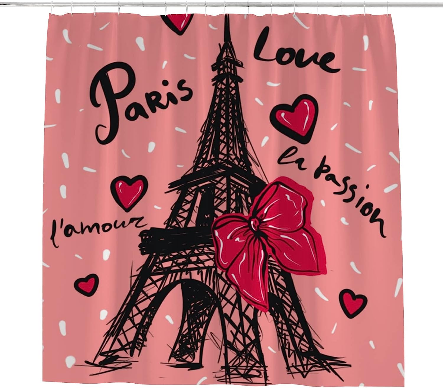 Eiffel Tower Valentine's Day Shower Curtain, Romantic Bathroom Accessory for Your Love-Inspired Bath.