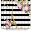 Eiffel Tower Vintage Bathroom Shower Curtain With Paris Floral Design