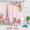 Eiffel Tower Watercolor Spring Flowers Bicycle Shower Curtain for Bathroom