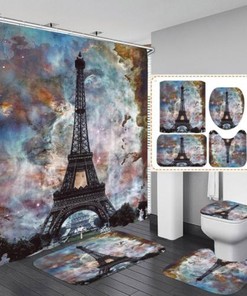 Eiffel Tower Waterproof 3D Shower Curtain for a Romantic and Paris Inspired Bathroom Theme
