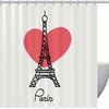 Eiffel Tower With Red Heart Shower Curtain For Romantic Bathroom Decor