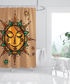 Elegant 3D Sun Pattern Waterproof Fiber Bathroom Shower Curtain
