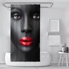 Elegant African American Woman With Afro Red Lip Shower Curtain For Your Stylish Bathroom