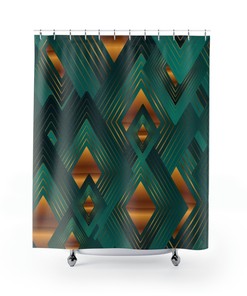 Elegant And Chic Art Deco Inspired Shower Curtain For Bathroom 