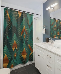 Elegant And Chic Art Deco Inspired Shower Curtain For Bathroom