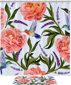 Elegant And Chic Flower Hummingbird Shower Curtain - Perfect For A Stunning Bathroom Look