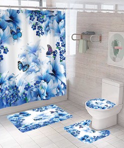 Elegant And Delicate Butterfly Floral Shower Curtain For Classic Bathroom Decor