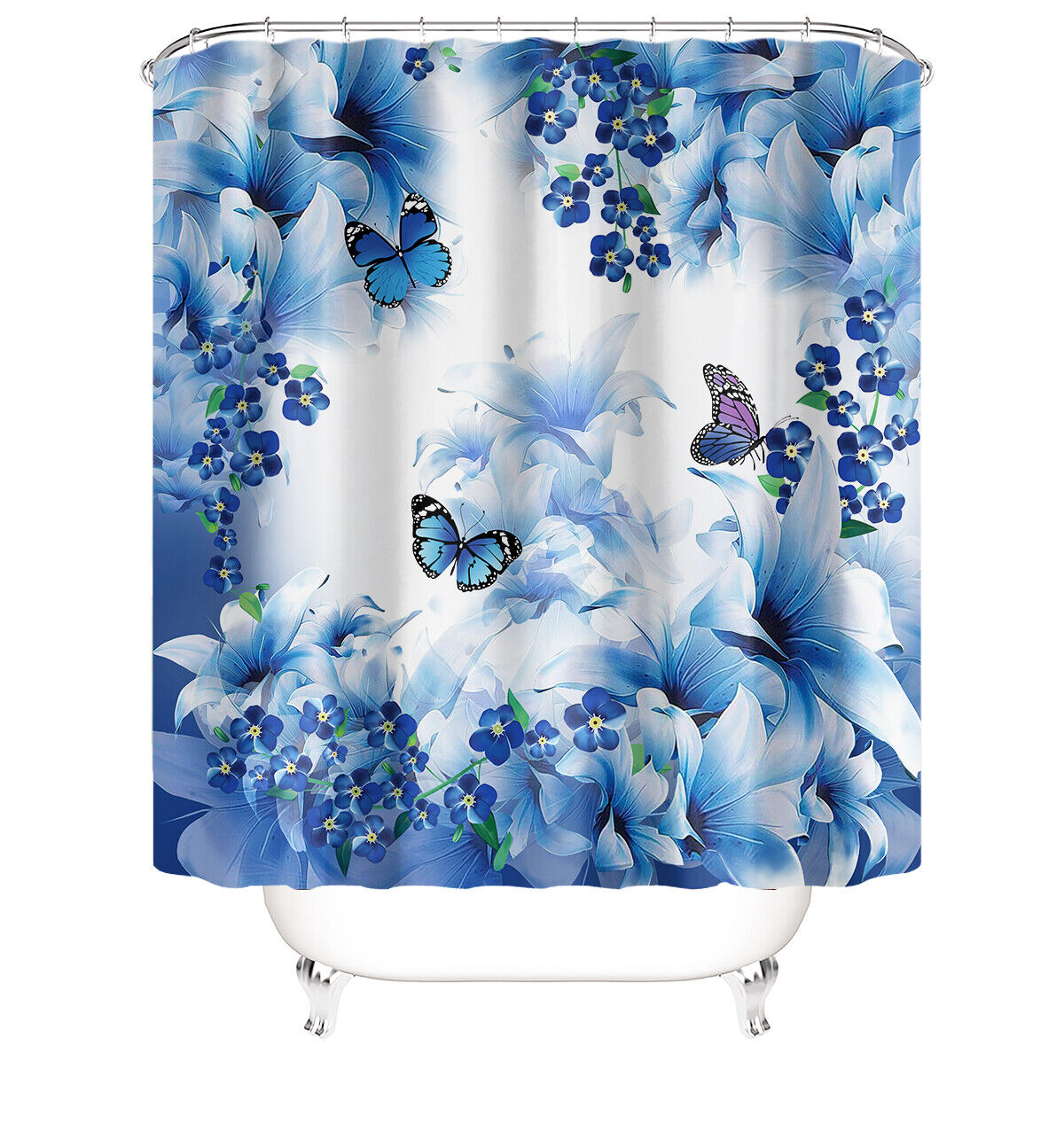 Elegant And Delicate Butterfly Floral Shower Curtain For Classic Bathroom Decor - Image 2