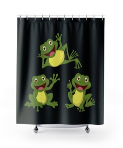 Elegant And Playful Black Frog Shower Curtain - A Perfect Addition To Your Bathroom Decor
