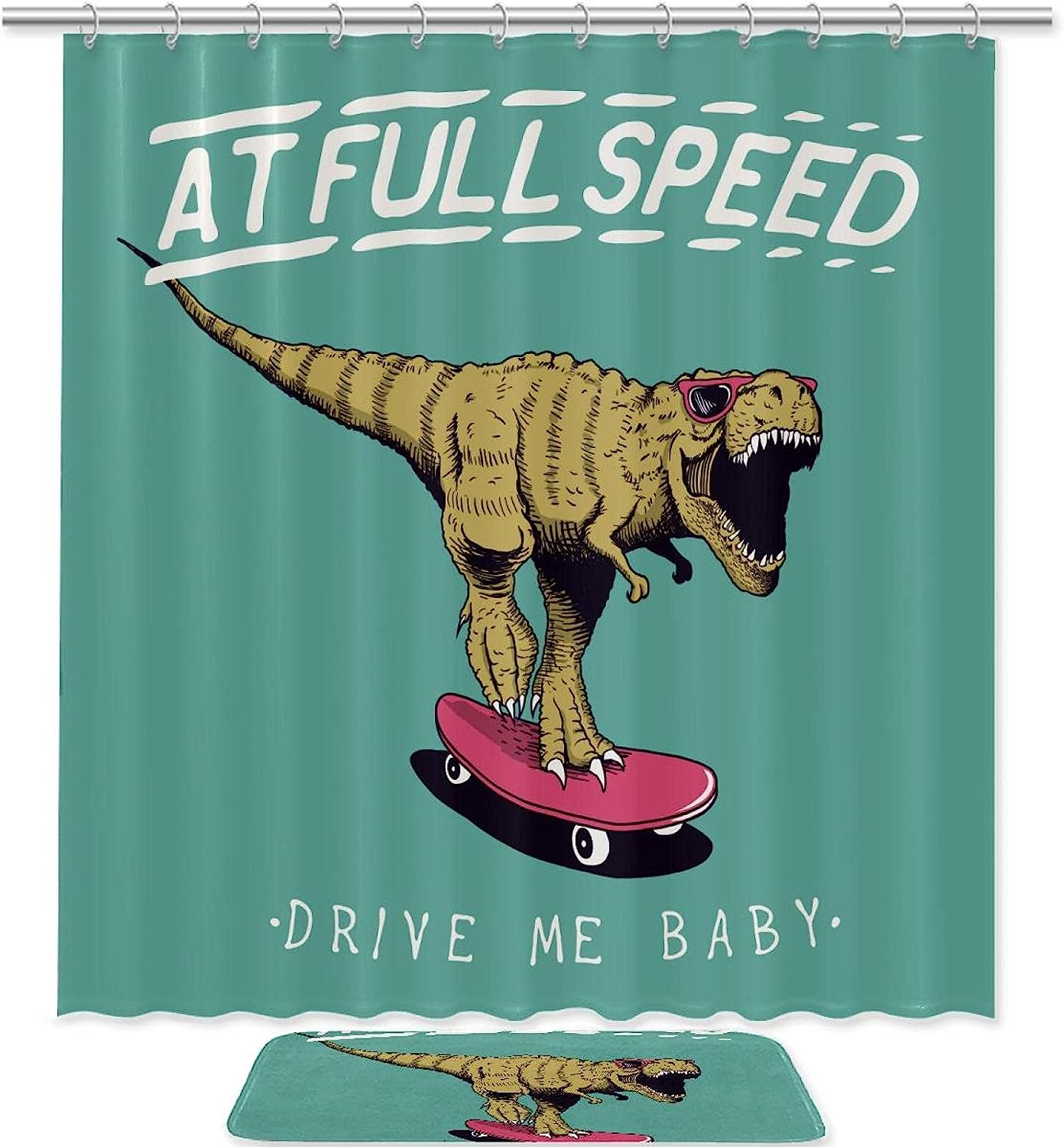 Elegant And Sleek Green Dinosaur Shower Curtain With A Cool Design For A Modern Bathroom Look
