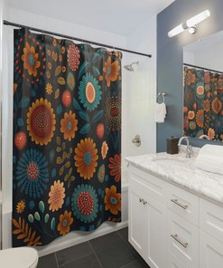 Elegant And Unique Floral Shower Curtain With Boho Style For Bathroom Decoration