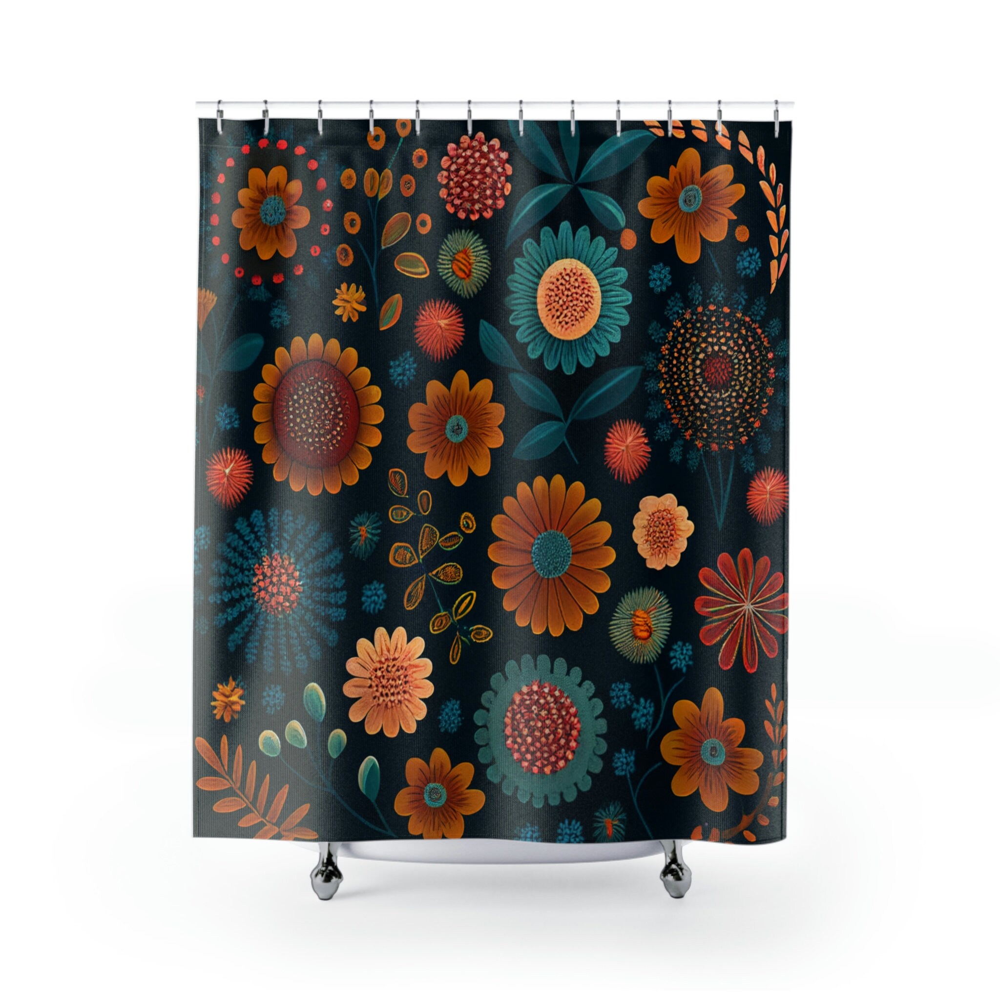 Elegant And Unique Floral Shower Curtain With Boho Style For Bathroom Decoration - Image 3
