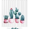 Elegant And Waterproof Shower Curtain With Cactus In Pink Pot - Perfect For Bathroom Decor