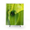 Elegant Banana Leaf Green Floral Shower Curtain with Tree Frog Art