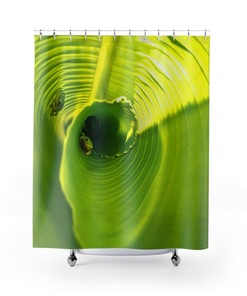 Elegant Banana Leaf Green Floral Shower Curtain with Tree Frog Art