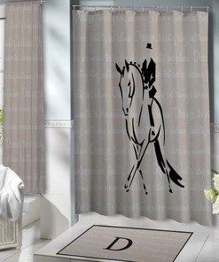 Elegant Beige And Gray Horse Shower Curtain For Classic Bathrooms