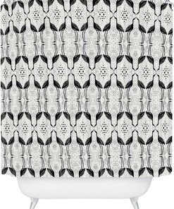 Elegant Bird on Spots Vintage Bathroom Shower Curtain by Alison Janssen