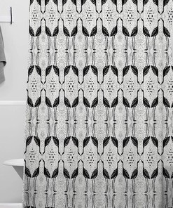 Elegant Bird on Spots Vintage Bathroom Shower Curtain by Alison Janssen