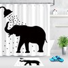 Elegant Black And White Elephant Print Shower Curtain For Bathroom Decor