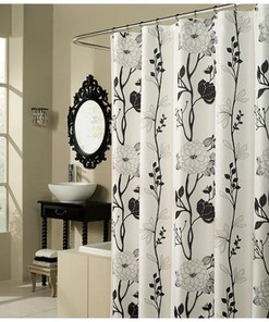 Elegant Black And White Flower Fabric Shower Curtain, Designed To Elevate Your Bathroom Decor