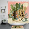 Elegant Black Girl with Wild Leopard Print Tropical Shower Curtain for Glam Bathrooms