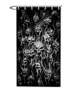 Elegant Black and White Smoke Skull Bachelor Size Shower Curtain