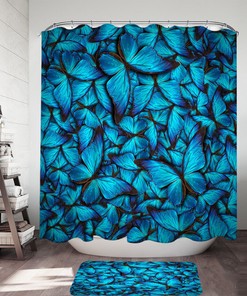 Elegant Blue Butterflies Shower Curtain For Beautiful Bathroom Decoration