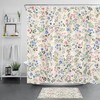 Elegant Blue Floral Botanical Pink Flower On Beige Shower Curtain For Bathroom Decoration