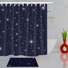 Elegant Blue Sky Glitter Stars Christmas Bathroom Shower Curtain