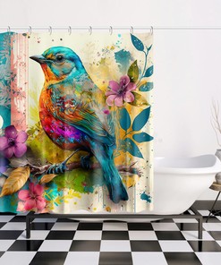 Elegant Boho Bird Shower Curtain For Minimalist Bathroom Decor