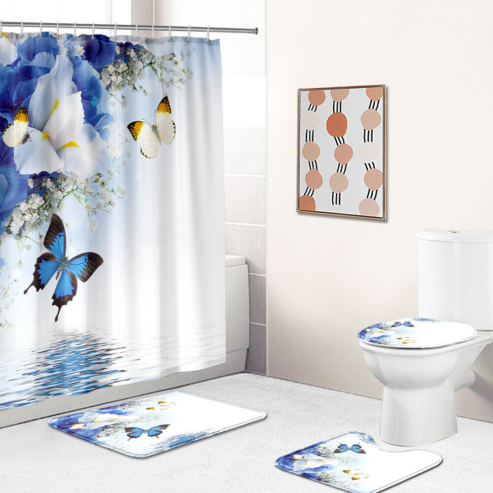Elegant Butterfly Floral Shower Curtain For Chic Bathroom Decor