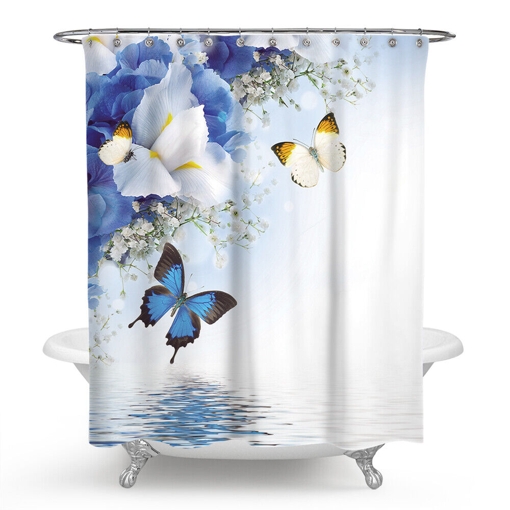 Elegant Butterfly Floral Shower Curtain For Chic Bathroom Decor - Image 2