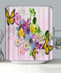 Elegant Butterfly Flowers Shower Curtain For A Delicate Bathroom Decor