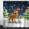 Elegant Cartoon Christmas Deer Tree And Elk Shower Curtain With Fabric Print