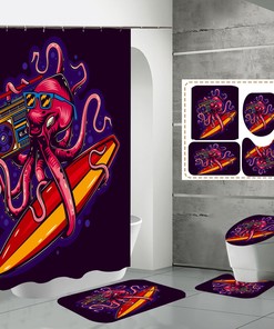 Elegant Cartoon Lavender Grass Flowers Print Bathroom Shower Curtain